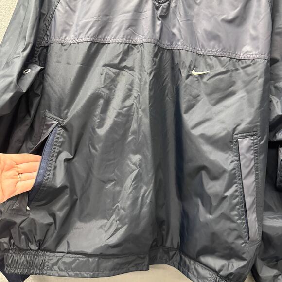 Nike Windbreaker Mens Medium Blue V-Neck Waterproof Nylon Pullover 90s Vintage - Picture 4 of 8